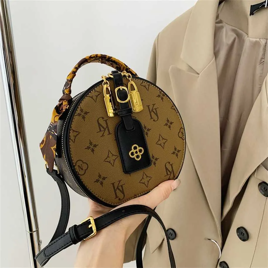 2023 Purses Clearance Outlet Online Sale Laohua women's round cake summer new fashion printed messenger ins versatile shoulder bag