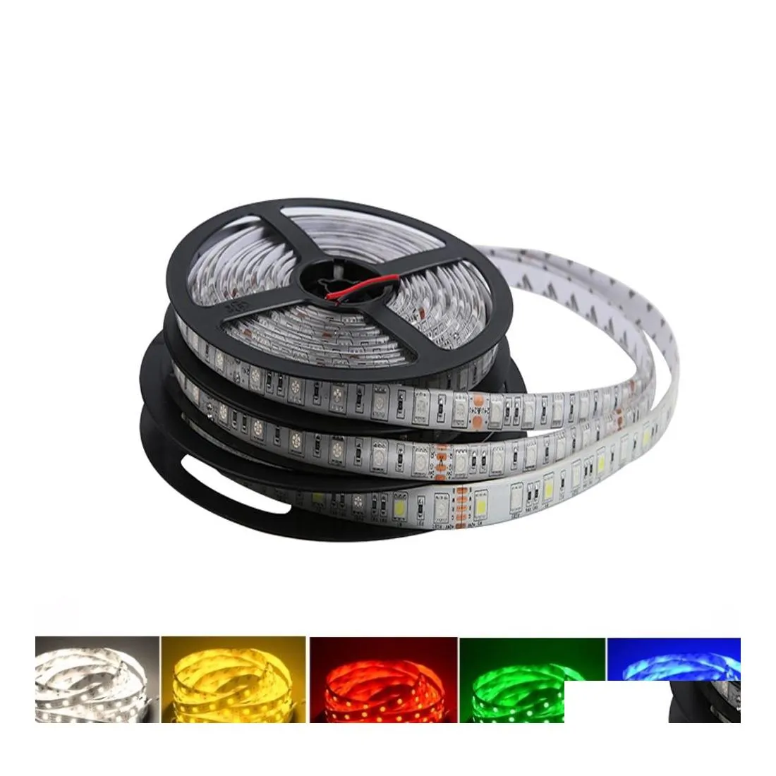 Led Strips 5V 12V 24V Light Strip Tv Backlight Waterproof Smd 5050 5M Warm White Rgb For Room Bedroom Drop Delivery Lights Lighting H Dh9Bp