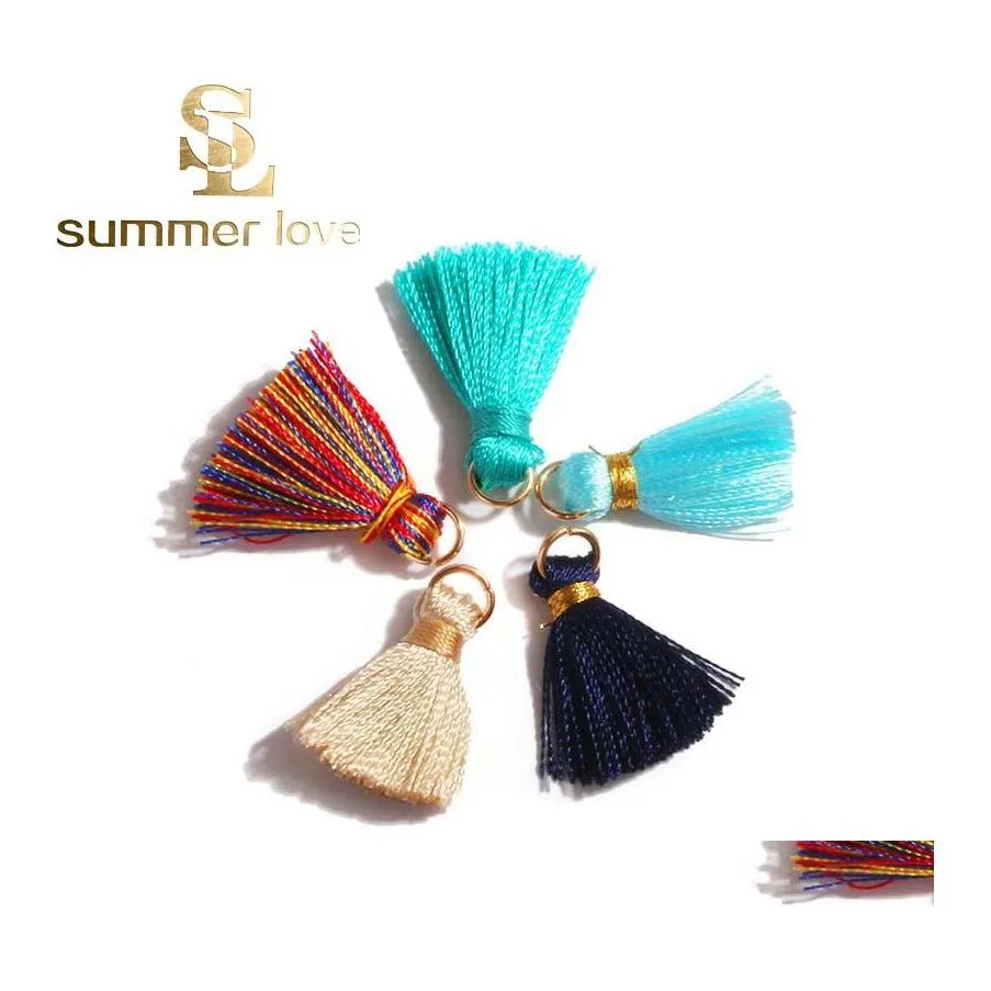 Charms Colorf Bohemian Handmade Mini Cotton Tassels sm￥ f￶r ￶rh￤ngen halsband armband som g￶r smycken fynd grossist drop deli dht50