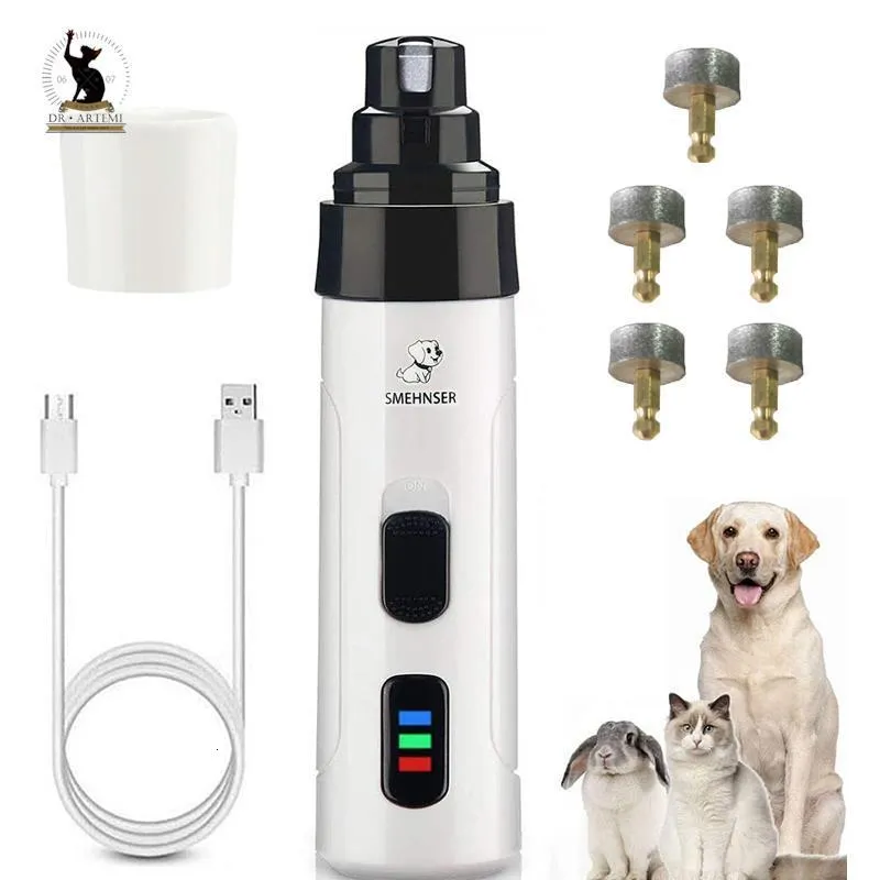 Dog Grooming Rechargeable Nail Grinders USB Charging Pet Clippers Electric Cat Paws Trimmer Tools 230114