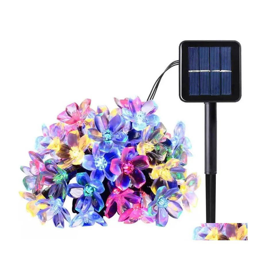 Светодиодные струны 50 светодиодов 7 м. Персик Ledertek Flower Solar Lamp Power String Fairy Lights Garlands Garden Decor для наружного капли D DH0UK