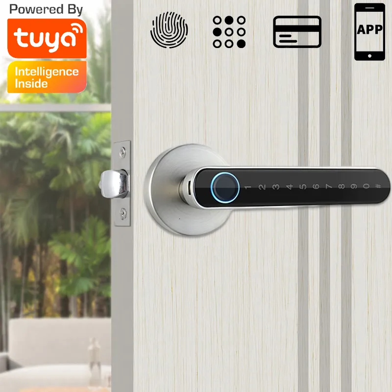 Smart Lock Smart Fingerprint Door Lock Handle for Home House Apartment With Key card Digital Door Lock Keypad Keyless Entry electronic lock 230206
