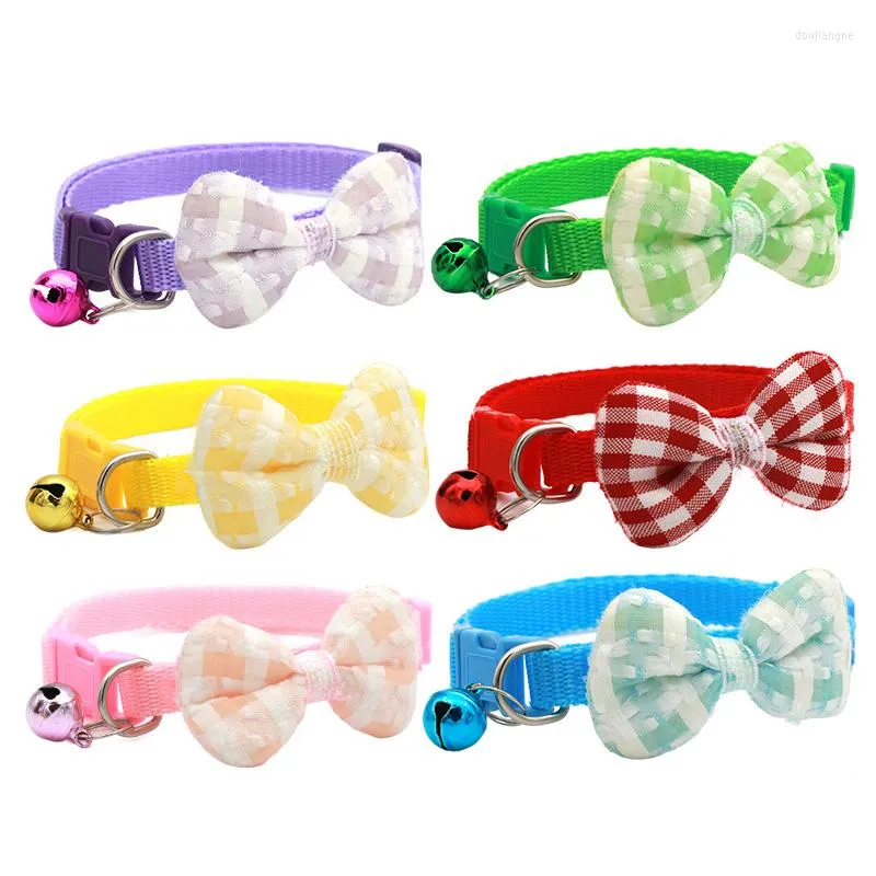 Dog Collars Pet Collar Cute Bow Tie For Puppy Kittn Adjustable Colorful Chihuahua Teddy Necklace Elastic Supplies