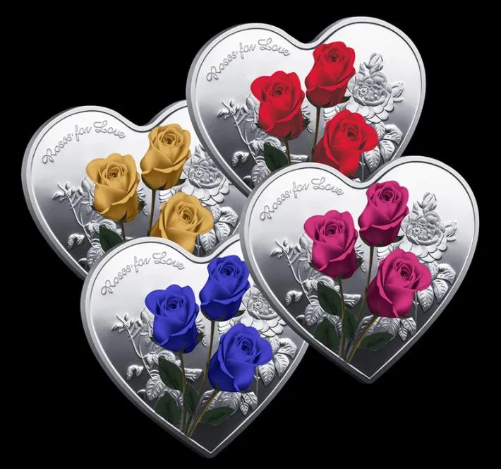 Pièce Commémorative En Forme De Cœur Plaqué Or - Décoration, Collection, Cadeau Chanceux - Souvenir Romantique Ou Porte-bonheur - 13
