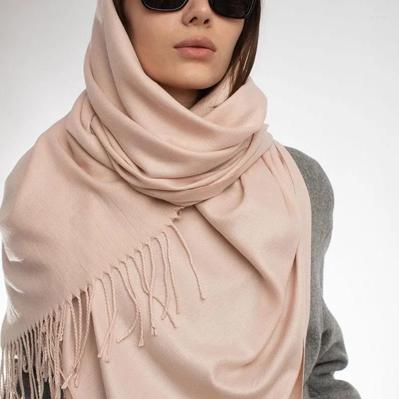 Scarves 2023 Winter Cashmere Women Scarf Female Luxury Lady Tassel Bandana Shawl Wraps Foulard