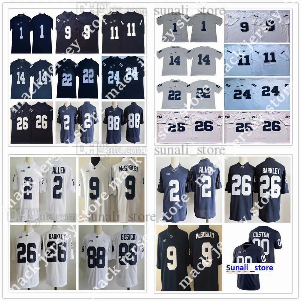 American College Football Wear Penn State Nittany Lions Men College 9 Trace McSorley Jerseys 26 Saquon Barkley 11 Micah Parsons 24 Akeel