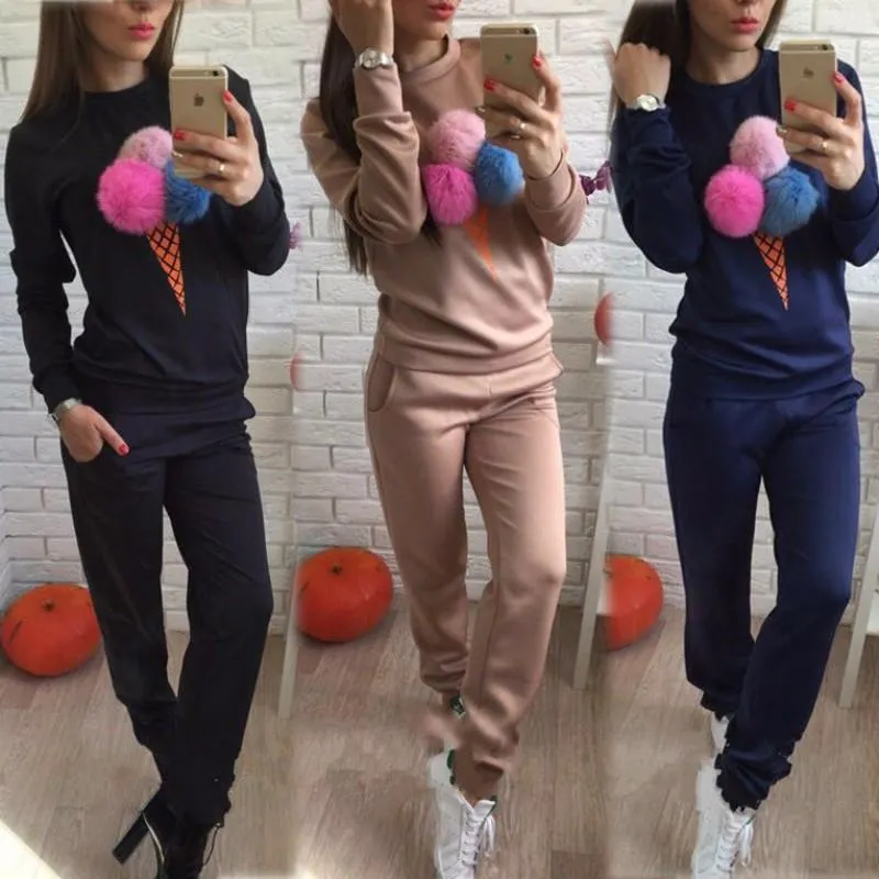 Women's Jumpsuits & Rompers Ice 2023 Autumn Winter Design Fashion Suit Set Women Tracksuit Two-piece Style Outfit Sweatshirt Sportwear