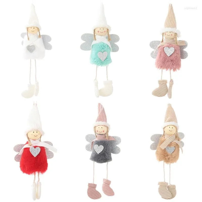 Kerstdecoraties Plush Angel met hart hangerse decoratieve hangende beeldjes ornamenten vakantiegeschenk