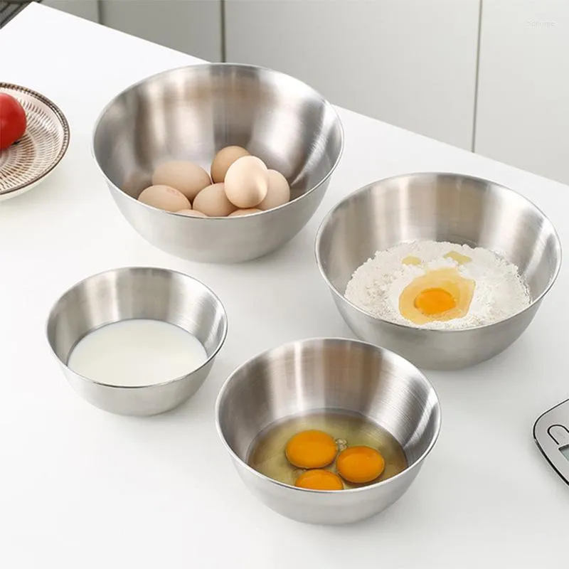 Kaseler Büyük Paslanmaz Çelik Karıştırma Kasesi Pişirme için Ölçekli Metal Salata Mutfak Aksesuarları Kaymaz Derin Yumurta