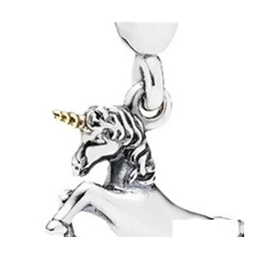 Srebrny Wysokiej jakości prawdziwy S925 Sterling Sier Horse Dangle Charms Pendant Fit na bransoletkę Pandora DIY Koraliza