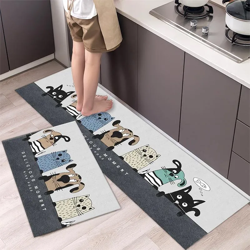 Carpets Cartoon Kitchen Anti-slip Mat Long Strip Bedroom Bedside Area Rugs Entrance Doormat Living Room Balcony Bathroom Floor CarpetCarpets