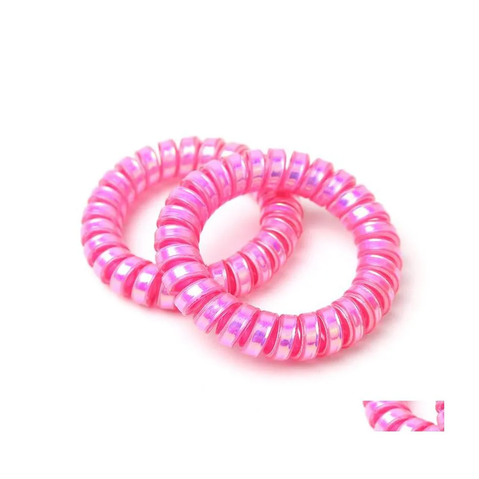 Other Fashion Accessories Pink Colored Telephone Wire Cord Headbands For Women Elastic Hair Bands Rubber Ropes Ring Girls 78 Drop Del Dhyfs