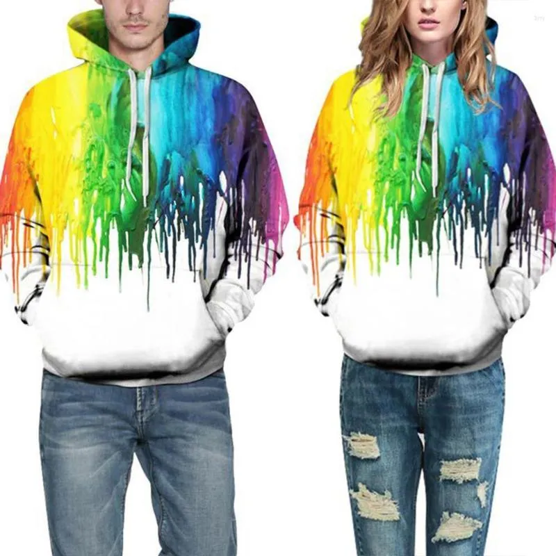 Herrtröjor misssky män kvinnor tröja 3d tryck hoodie färgglad oljefärg design hooded pullover top för höstvinter