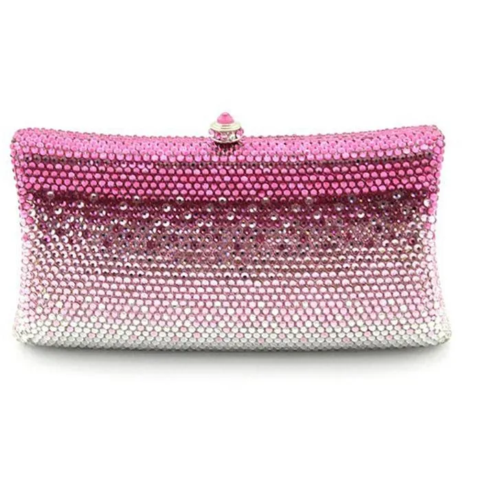 Evening Bags Pink Crystal Day Clutches Bridal Bag Women Wedding Party Chain Shoulder Handbag Purse Metal Bridesmaid Clutch WalletEvening