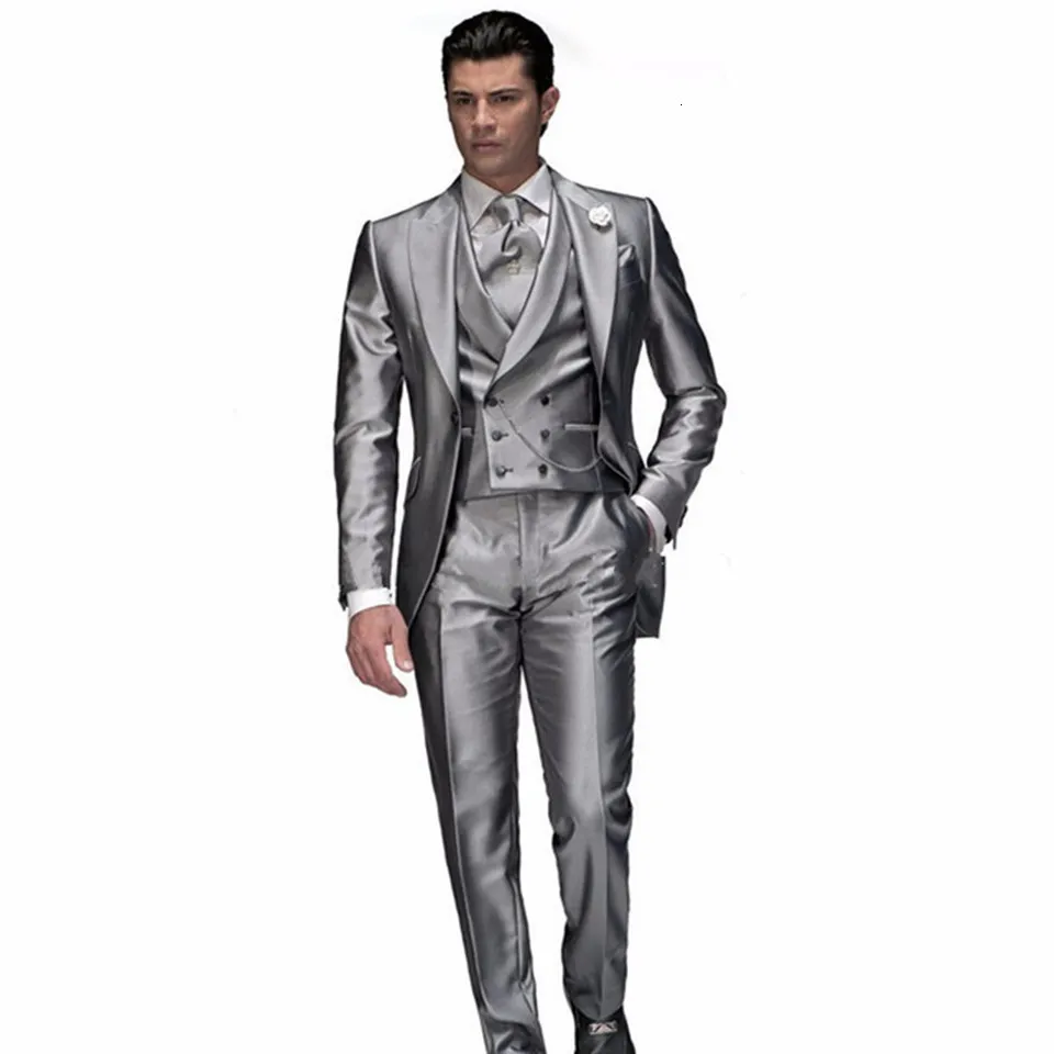 Men elegant slim fit suit gray by hacya - Men's Suits - Afrikrea