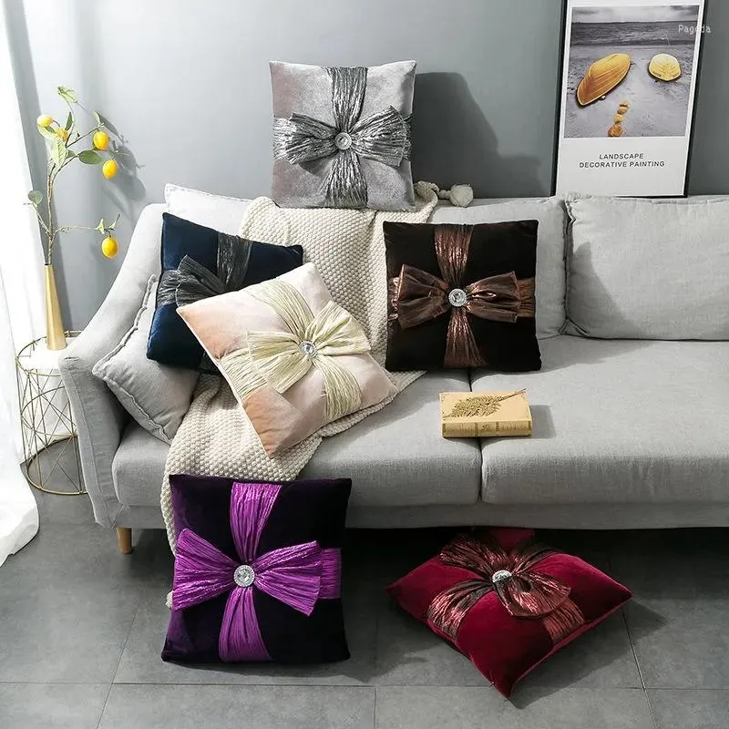 Poduszka 1pc Bow Velvet Rzuć nowoczesny styl biuro sofa domowa