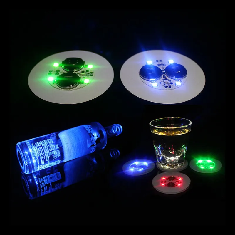 LED Sticker Coaster Lighting 4 LED Bottiglie Luci Portabicchieri Light fors Vino Liquore Bottley Bottle Sparklers per Champagne Party Bar Raffreddori Vini usastar