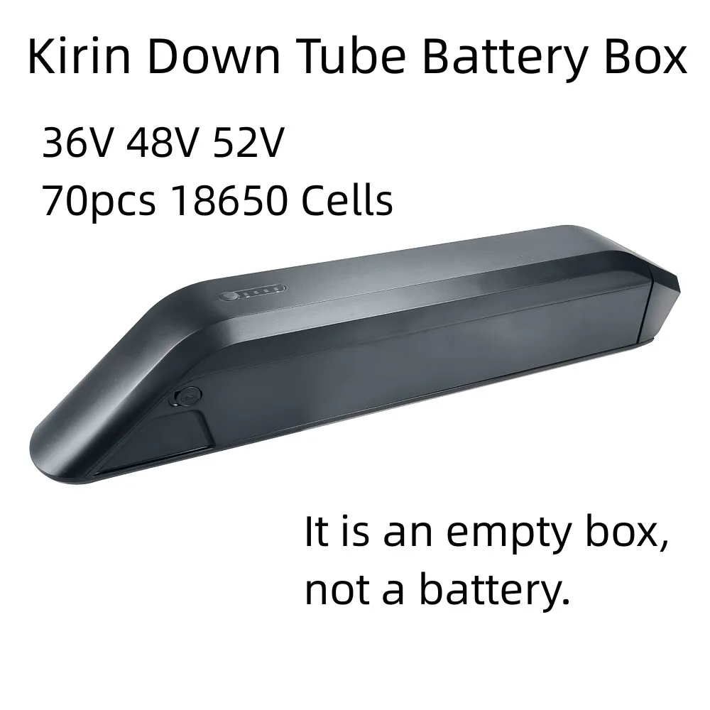 KIRIN-7ダウンチューブバッテリーボックス36V 48V 52V 70PCS 18650セルホルダー付きの空のバッテリーケース