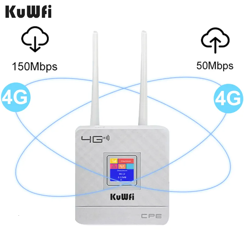 라우터 KUWFI CPE903 4G LTE 라우터 150mbps 무선 홈 CPE 라우터 잠금 해제 된 4G WiFi 모뎀 RJ45 포트 및 SIM 카드 슬롯 EU 플러그 230206