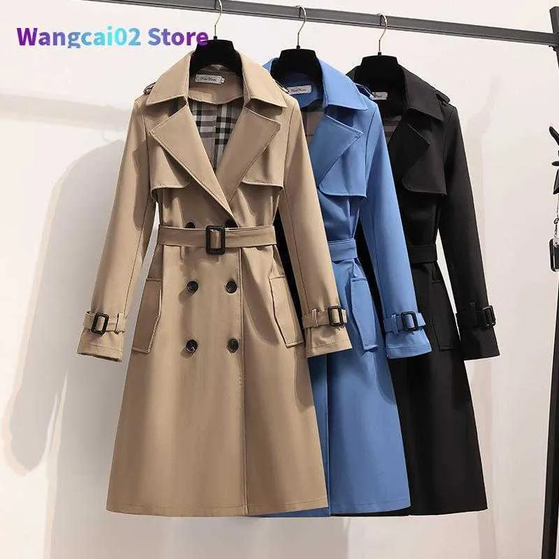 Frauen Trenchcoats S-4XL Herbst Mode Elegante Gürtel Mantel Frauen Lose Mid-länge Windjacke Weibliche Beiläufige Lange 020623H