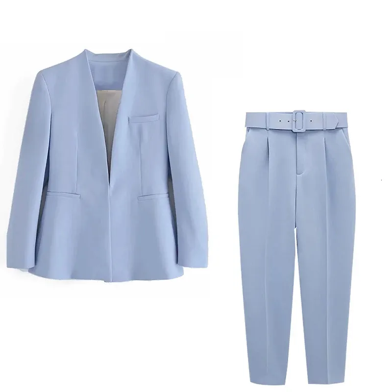 Womens Two Piece Pants Elegant Stylish Set Woman Blazer With Pant Suits  Office Ladies Chic Formal Outfits Za Business Kit Spring Overalls 230207  From Jia02, $21.99