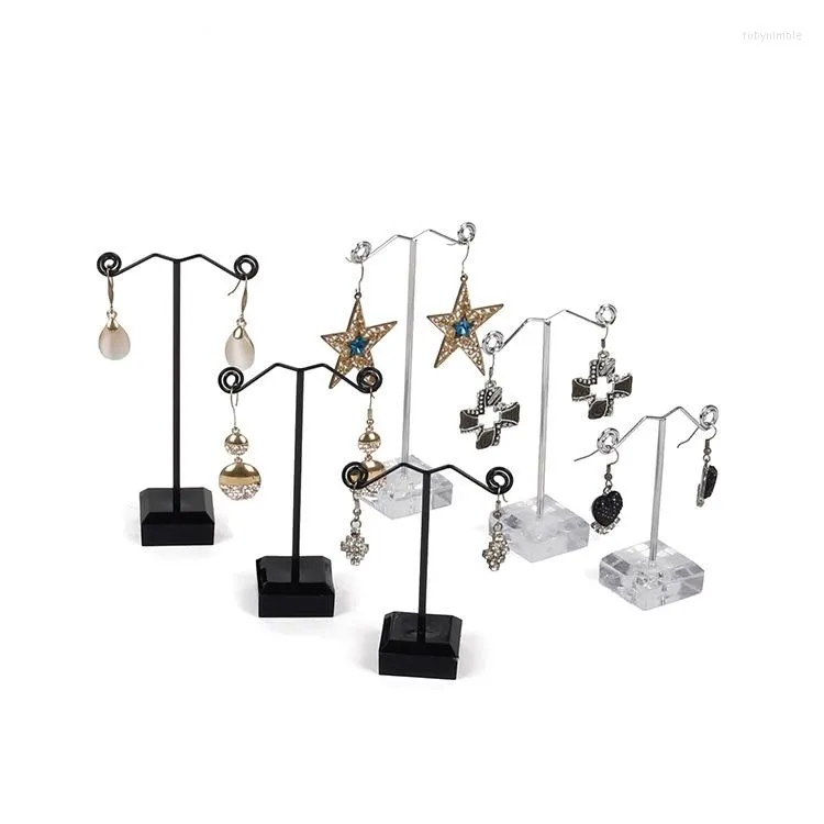 Smycken påsar tonvic 4 uppsättningar klara/svart akryl örhänge display stativ hållare showcase t formade 3 st i 1 uppsättning för 6 hål