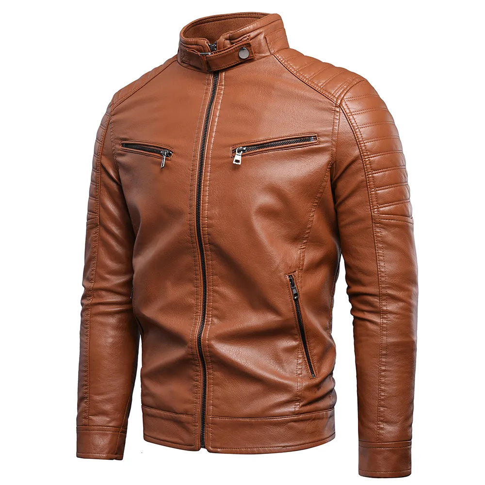 Skóra męska sztuczna wiosenna marka przyczynowa ciepła polarowa płaszcz kurtki jesienne strój motocyklowy Vintage 230207