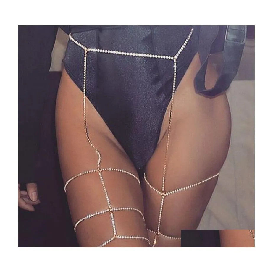 Other Jewelry Sets Crystal Night Club Leg Thigh Chain Shiny Women Sexy Body Harness Beach Mti Layers Chains 467C3 Drop Delivery Dh768