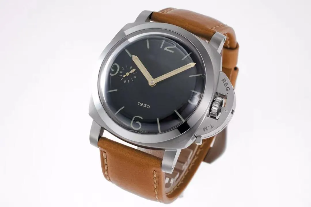 XF 2023 PAM127 Titta p￥ storlek 47 mm med b￤r 6497-2 Manuell kedja Mekanisk safirkristallspegelrem