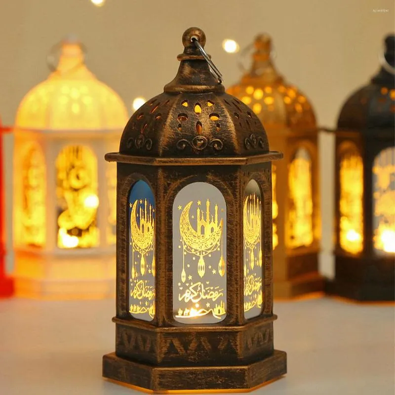 Night Lights Ramadan Lantern Decoration Plastic LED Eid Mubarak Lamp Festival Table Light 2023 Party Lighting Decorative
