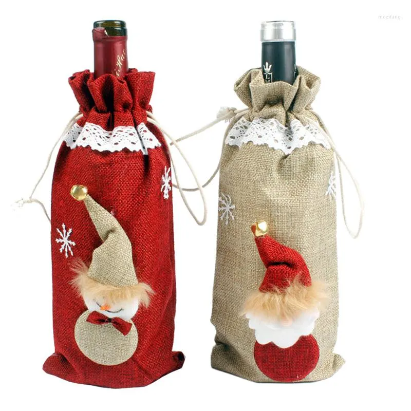 Christmas Decorations Santa Claus Wine Bottle Bags Gifts Champagne Sequins Holders Xmas Home Dinner Party Table Decors