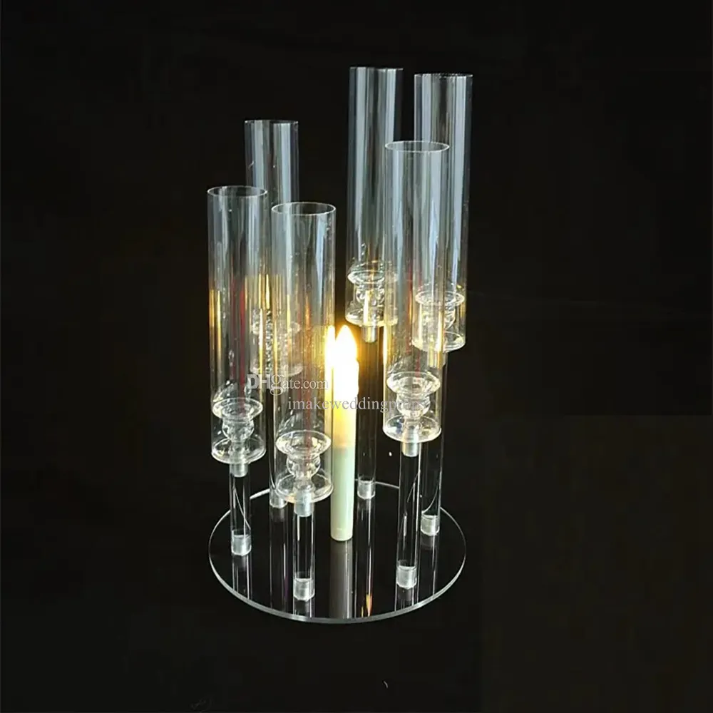 decoration Acrylic Candelabra 5 to 12 Heads Candle Holders Wedding Table Candlesticks Flower Stand Candelabrum For Hotel Home Party Decor imake545