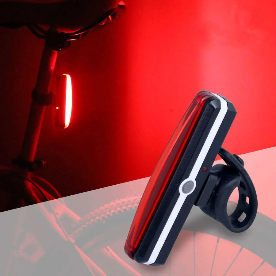 Cykel bakre LED USB röd vit svans uppladdningsbar vattentät strobe 4 -lägen signal för cykelblinkande lampor 0202