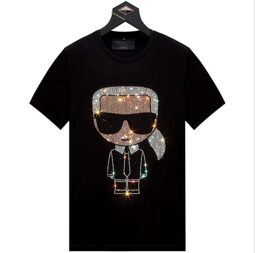 T-Shirts pour hommes dessin animé strass t-shirt été hommes à manches courtes mode homme O cou perceuse chaude t-shirt grande taille 6XL