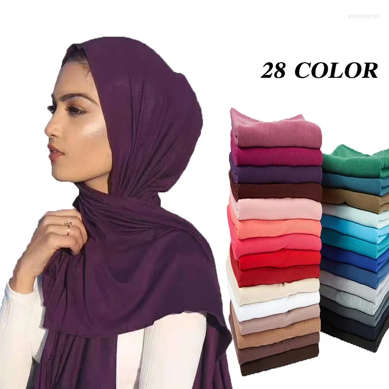أوشحة 28 لونًا للنساء من جيرسي إسلامي حجاب وشاح حجاب حجاب إسلامي شالات Soild مشروط حجاب لـ 85180 سنتيمتر 10 قطعة / الوحدة