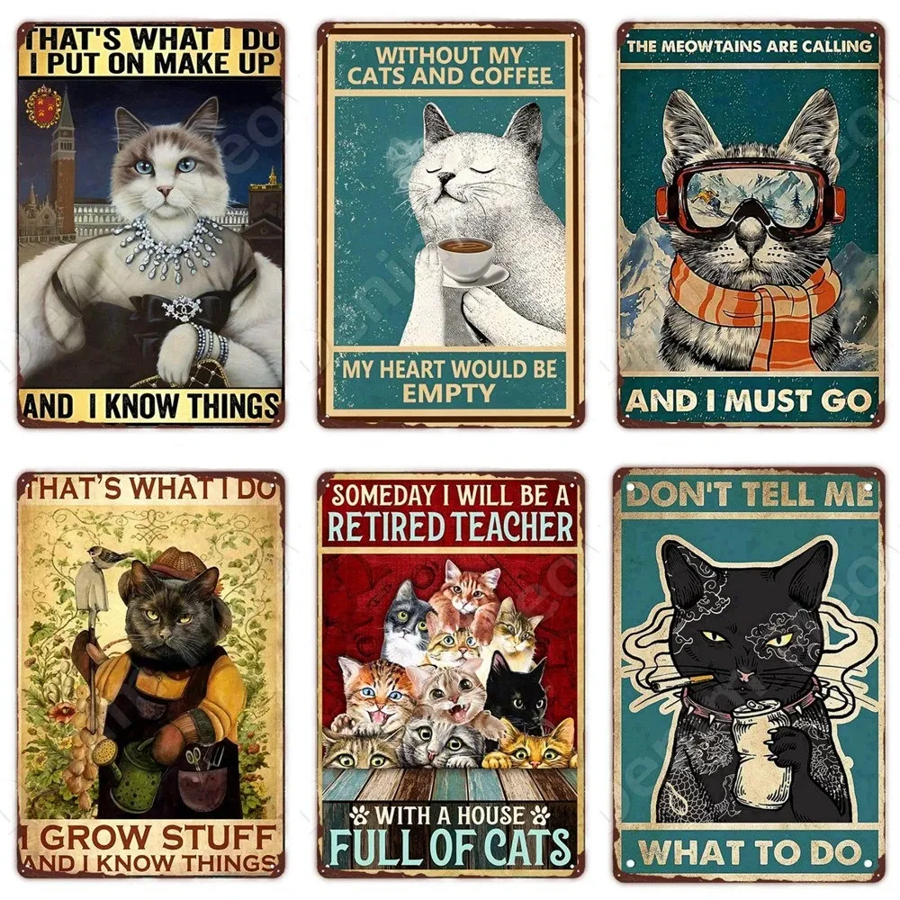 Funny Bathroom Quote Metal Tin Sign Vintage Black Cat Wash Your Paws Poster for Home Bathroom Cafe Wall Decor Gift for Women 20cmx30cm Woo