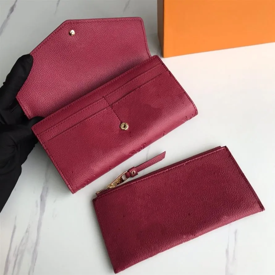 Empreinte Leather Sarah Composite Wallet Long Standard Removable Little Zipper Pouch Black Pink Dark Red 4 Colors Fashion Women Co229p