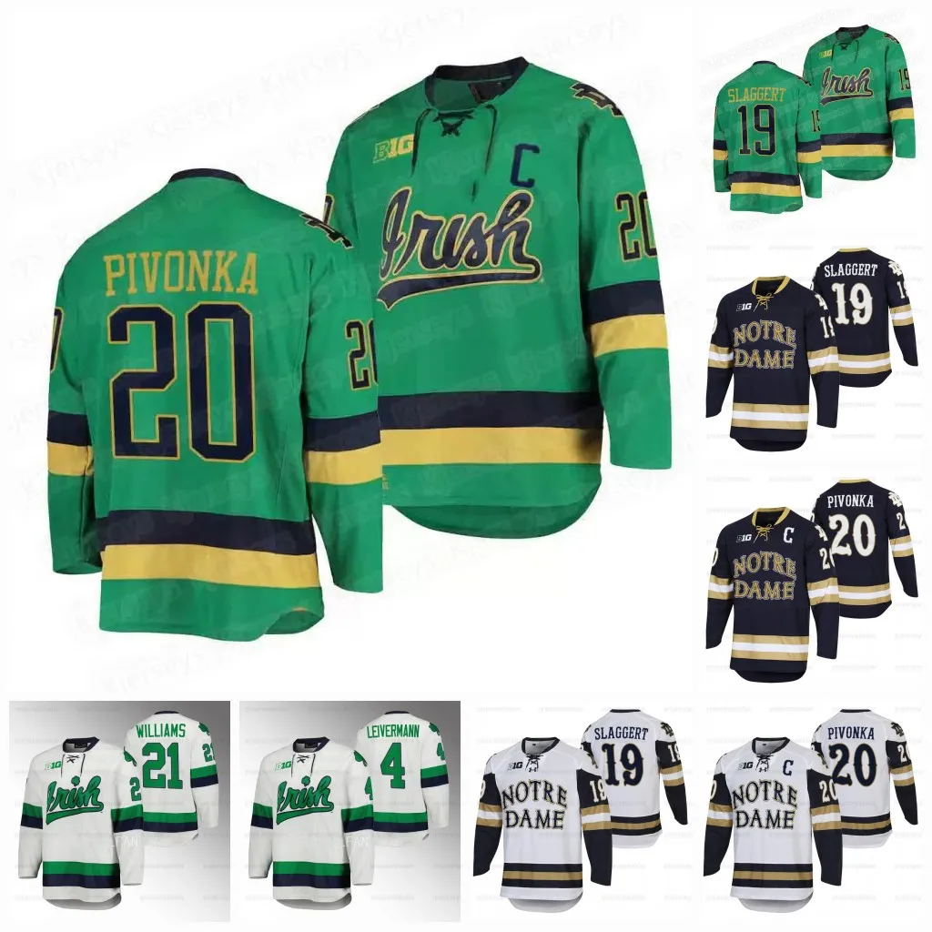 Jake Pivonka Notre Dame hockeytröja slåss irländsk Spencer Stastney Nick Leivermann Ryder Rolston Fin Williams Brady Bjork Drew Bavaro Solag Bakich