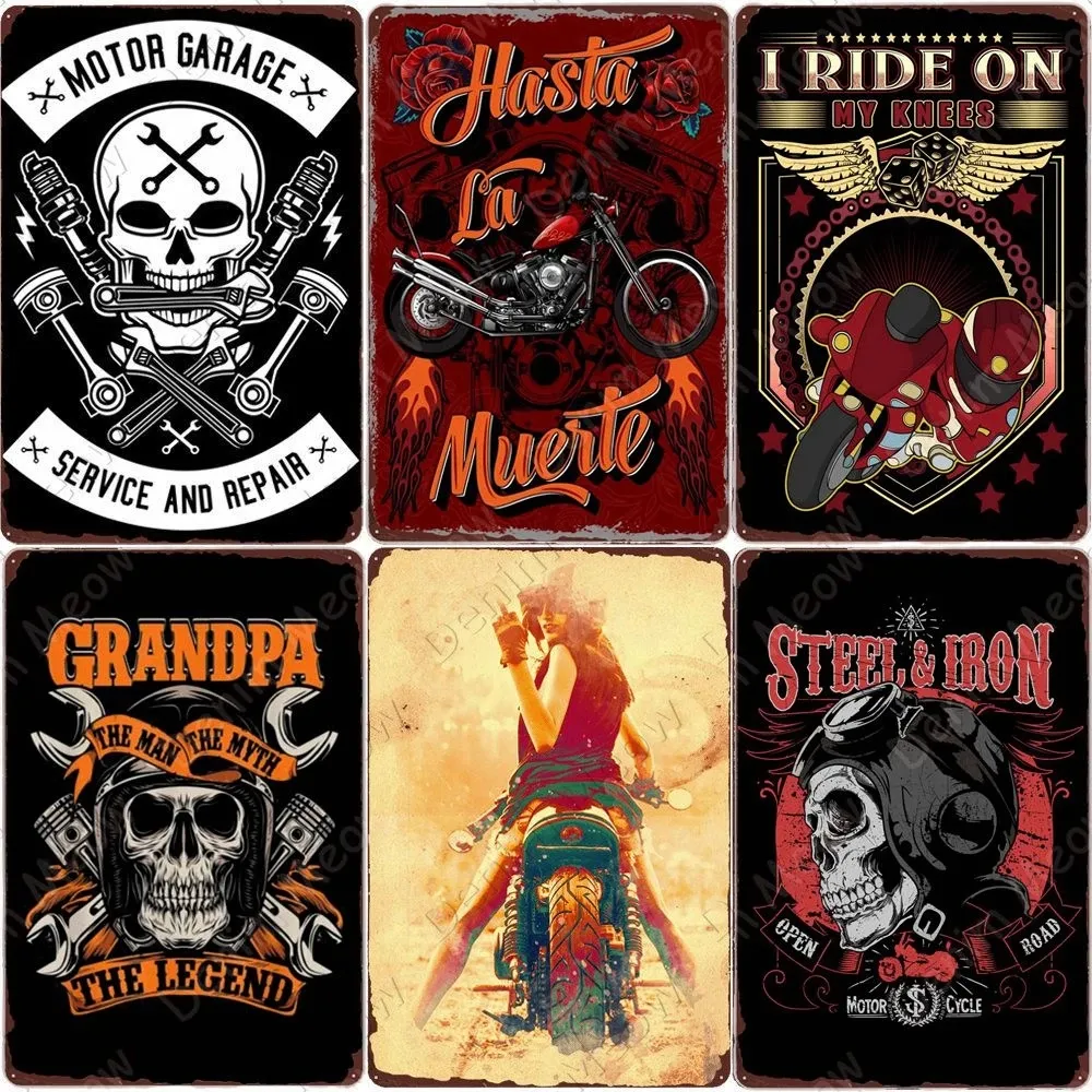 Plaque Voiture Moto Vintage Métal Peinture Biker DAD Affiche Route 66 Métal Tin Signs Bar Club Pub Home Garage Décoration Murale 20cmx30cm Woo