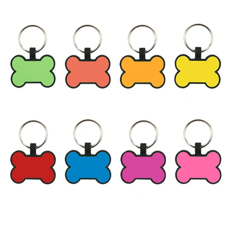 Creative Bone-Shaped Dog Tag Keychains DIY Food Grade Silicone Pet ID Card PET TAGS Keyring KeyChain SN636