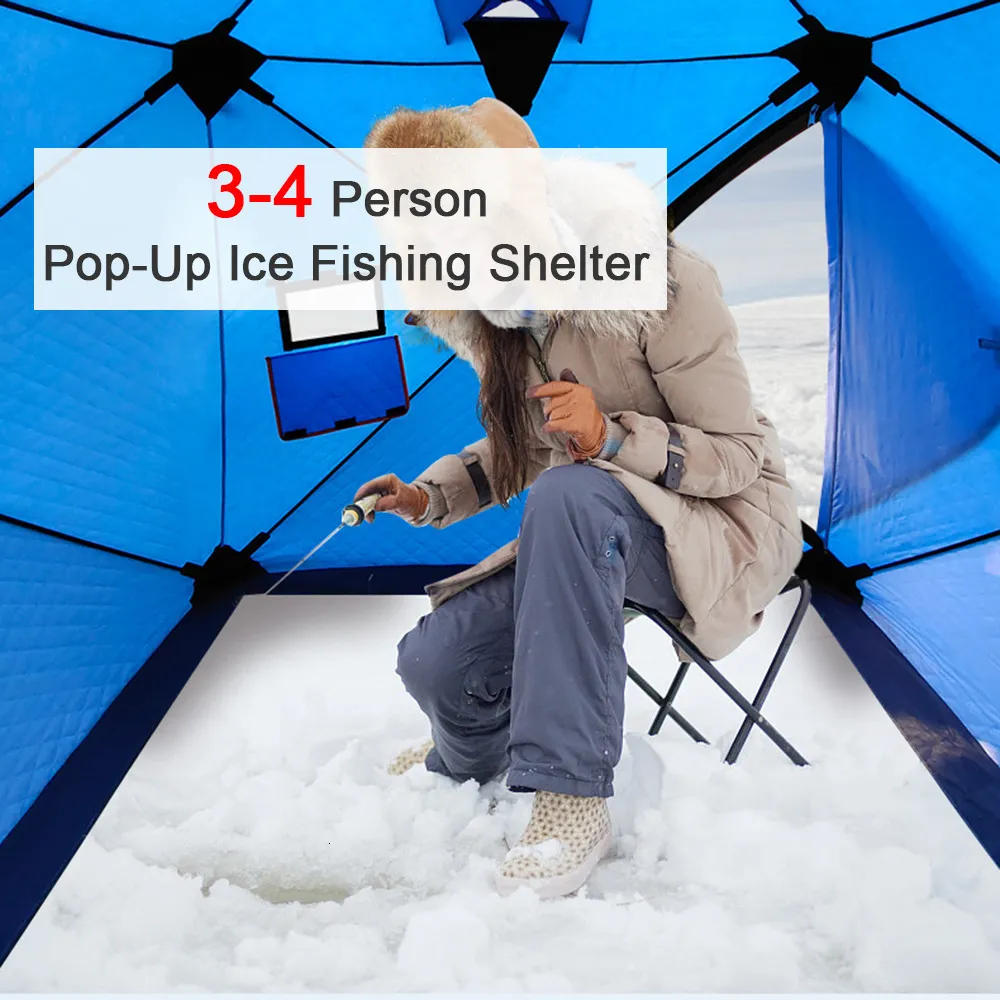 Tents and Shelters Portable Ice Fishing Shelter Easy Setup Winter Fishing  Tent Ice Fishing Tent Waterproof Windproof 230206