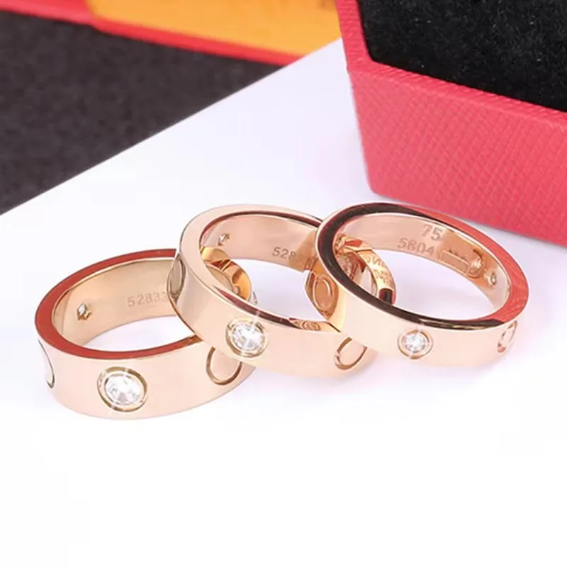 love screw ring women men Couple Rings classic luxury designer jewelry Titanium steel Alloy Gold-Plated Gold Silver Rose Never fade Not allergic 4/5/6mm with CZ stone