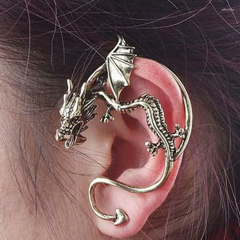 Boucles d'oreilles cerceau mode trop cuite Punk bête Dragon oreille manchon Clip luxe Vintage fait à la main personnalité bijoux déclaration