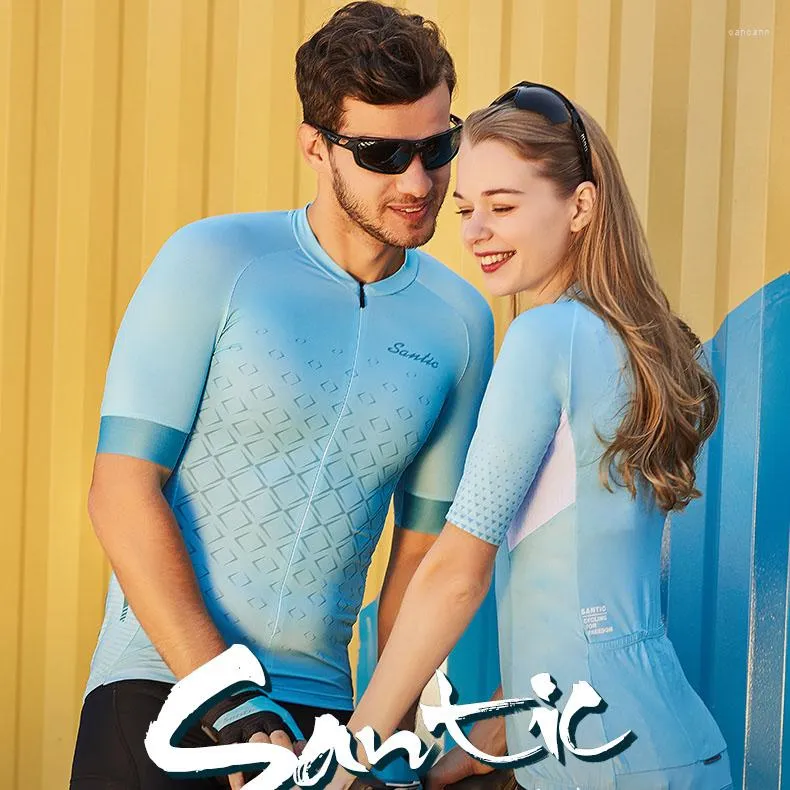 Chaquetas de carreras Santic Hombres Mujeres Ciclismo Jersey Manga corta Race Fit Bike Shirt Verano Transpirable Jerseys Pareja