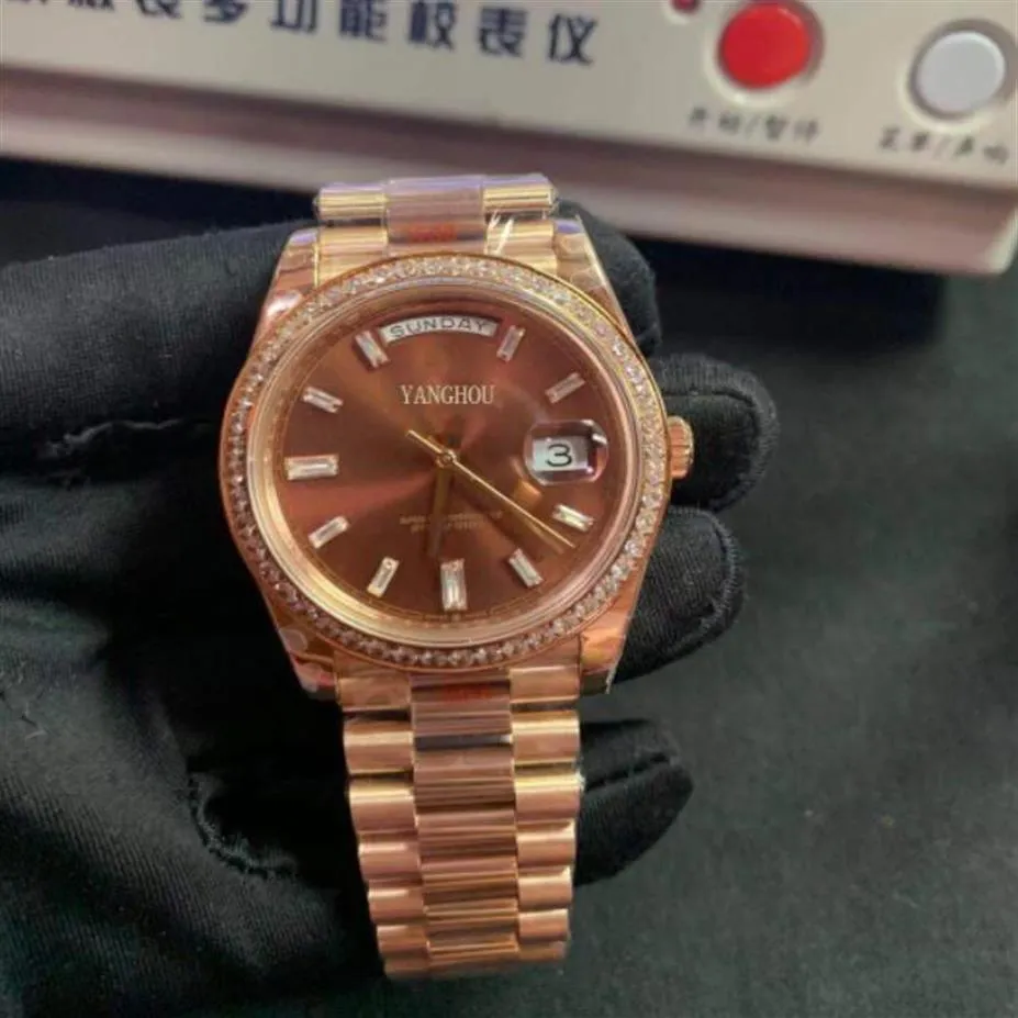 BP Uhren Braun Datum Automatische Männer Weiß 3255 Uhrwerk 904L Tag Gold Uhr Zeit R228345 Rose Champagner Kristall Armbanduhr313P