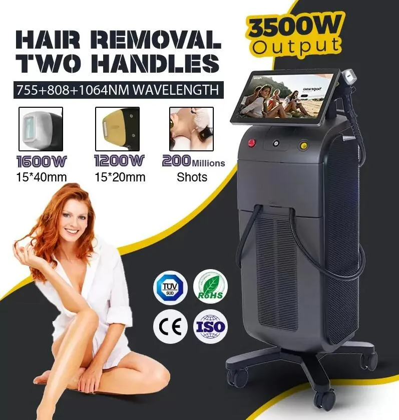 Remoção original de cabelo do laser Epilador 808 Máquina de diodo a laser 755 808 1064 Cabelos traseiros Eliminação Diodo Diodo Rejuvenescimento de pele com sistema de resfriamento de gelo