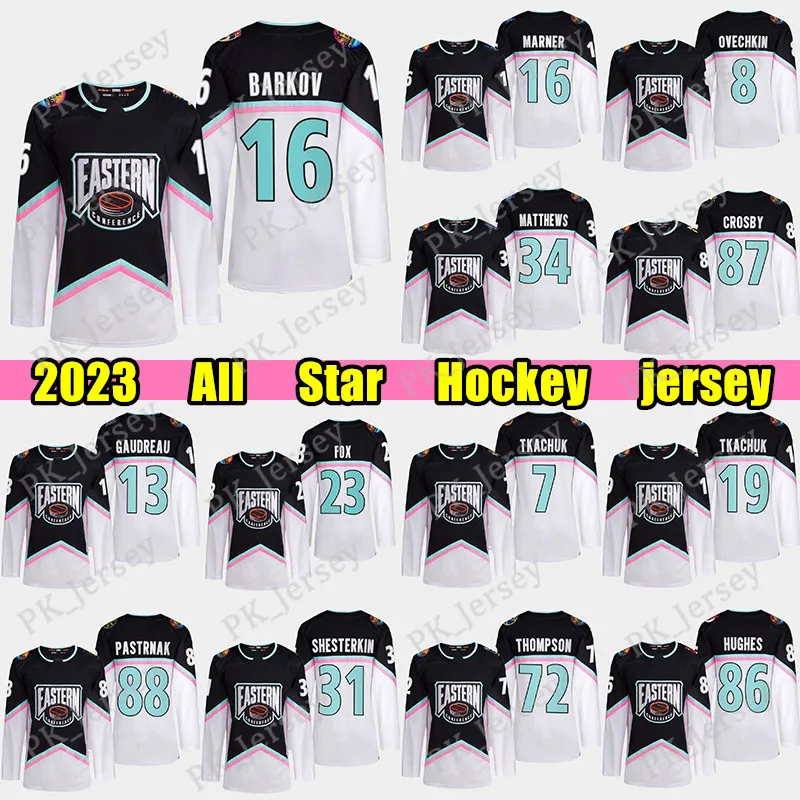 2023 All Star Conference Eastern Hockey Jersey Alex Ovechkin Mitch Marner Gaudreau Nick Suzuki Jack Hughes Igor Shesterkin Sidney Crosby Matthew Tkachuk Trikots