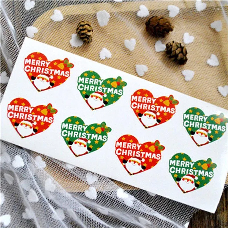 Décorations de Noël 80 pièces / ensemble porte-cadeaux sceaux joyeux badge autocollant enveloppe joint alimentaire emballage de sac de bonbons