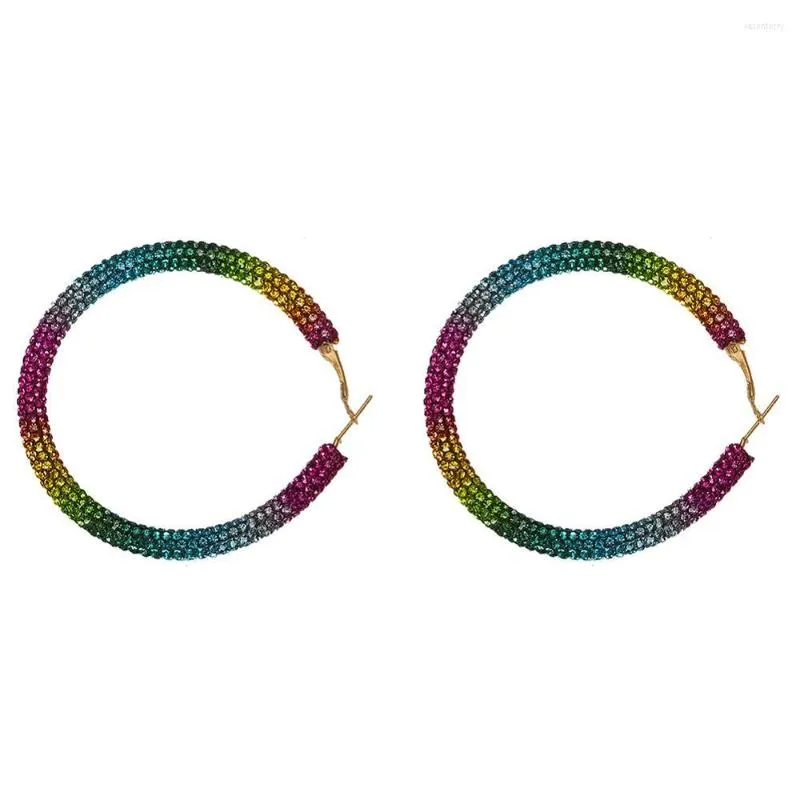 Hoop oorbellen Mode bling voor vrouwen kleurrijke kristal holle ronde cirkel