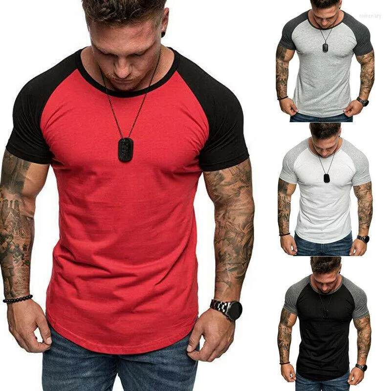 Herr t-shirts gym sommar t-shirts smala passform casual short hylsa muskel tee toppar t-shirt